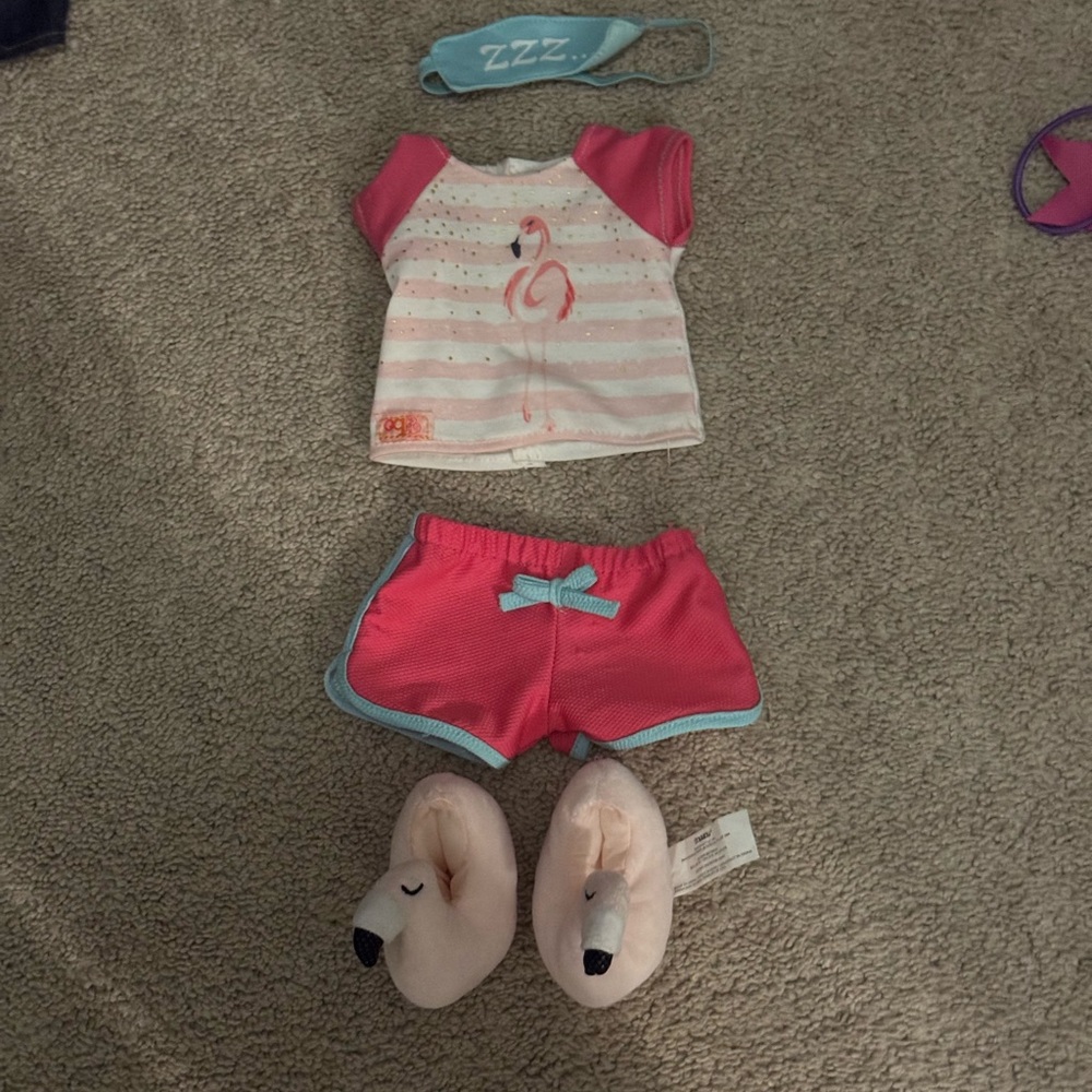 Pink Flamingo Doll Pajama Set